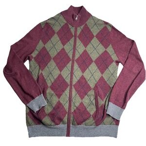 GAP Full-Zip Wool Blend Sweater Men XL Tall Diamond Preppy Academia Pockets